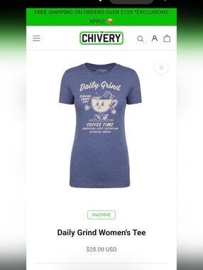 theCHIVE Daily Grind Women's Tee - Blue with White Graphic